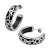 Inox Womens Black Circle Resin Stainless 316L Steel Earrings