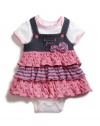 GUESS Bodysuit & Ruffle Jumper Two-Piece S, PINK (6/9M)