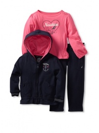 Nautica Sportswear Kids Girls 2-6X 3-Piece Knit Hoodie Set, New Sport Navy, 4T