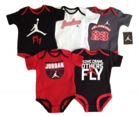 Nike Jordan Infant New Born Baby Girl Lap Shoulder Bodysuit 5 PCS with Different Color and Jordan Sign Pattern (0-3, 3-6, 6-9, 9-12 Months) NEW (0-3 MONTHS)