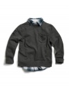 GUESS Kids Boys Long-Sleeve Knit Shirt, DARK GREY (4)