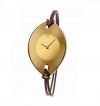 Calvin Klein Quartz, Genuine Brown Leather Spaghetti Strap with Gold Suspension Dial - Women's Watch K3323409