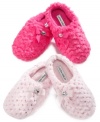 She'll be pretty in pink in one of these slippers with rhinestone detail by Laura Ashley.