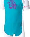 Rip Curl Girls Toddler Classic Lycra Short Sleeve Rash Guard (Aqua/White, 3)