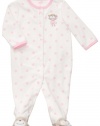 Carter's Micro Fleece Snap - White Pink Dot Monkey-3M