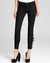 Buckle up for fall in these unique J Brand jeans--enriched with chic buckle accents on either ankle, these statement-making skinnies are dark washed for an extra-slim profile and are made with a hint of stretch for extra comfort.