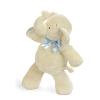 North American Bear Company Smushy Elephant Blue Ribbon, Ivory, Medium