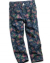 GUESS Kids Girls Little Girl Daredevil Skinny Floral Jean, PRINT (3T)