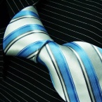 Brand New B. Boss Silver Blue Black Striped Silk Mens Neck Tie Zl1132