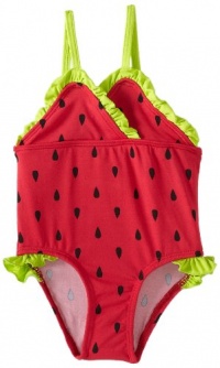 Pink Platinum Baby-Girls Infant Watermelon 1 Piece Swimsuit, Red, 24 Months