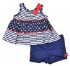 Kids Headquarters Baby-girls Infant Baby Headquarters Printed Top With Navy Short