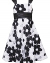 Rare Editions Girls 7-16 Floral Soutach Dress, White/Black, 10