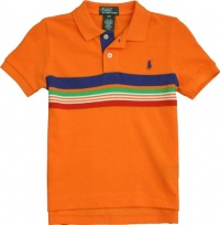 Polo Ralph Lauren Toddler Boy's Striped Mesh Polo (6, Orange Flame)