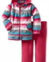 Nannette Baby-Girls Infant 2 Piece Bunny Polar Hoodie Set, Pink, 18 Months