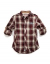 GUESS Kids Boys Big Boy Bedford Plaid Shirt, PLAID (16/18)