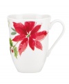 A season of entertaining and celebration will flourish with this Winter Meadow mug from Lenox. Red poinsettia bloom on scalloped ivory porcelain designed to mix and match.