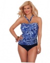 Ralph Lauren Slimming Fit Collection Batik Ring Halter Tank Swimsuit