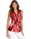 Jones New York Women's Petite Sleeveless Pleated Tunic Top