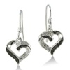 Black and White Diamond Heart Earrings in Sterling Silver