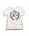 GUESS Kids Boys Crew Tee with Mixed Screen, OFF WHITE (16/18)