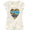 GUESS Kids Girls Big Girl V-Neck Logo Tee, CREAM (14)