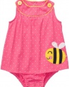 Carter's Girls 3-24 Months Bee Polka Dot Sunsuit Set (9 Months, Pink)