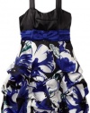 Ruby Rox Girls 7-16 Color Block Pick-Up With Print Skirt, Royal/Black, 14