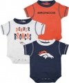 Denver Broncos NFL Infant 3 Pack Creeper Set