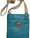 Michael Kors Fulton Genuine Leather Crossbody Purse Turquoise