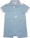 Ralph Lauren Layette Boy's Rugby Collar Athletic Shortall (6 Month, Sky Blue)