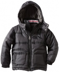 Calvin Klein Boys 2-7 Bubble Jacket, Black, 6