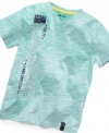 This DKNY tee has a cool colored texture and a horizontal logo.