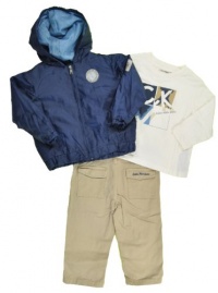 Calvin Klein Toddler Boys Navy Jacket 3Pc Khaki Pant Set (2T)