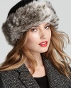 Keep your head haute in Surell's knit cap with a faux chinchilla fur cuff.