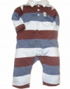 Little Me Baby-boys Newborn Rugby Coverall, Blue Stripe, 9 Months