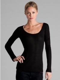 GUESS by Marciano Charlie Long Sleeeve Scoop Neck Tee, BLACK (XS)