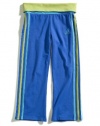 adidas Girls 2-6X Workout Pant with Rollover Band, Dazzling Blue, 3T