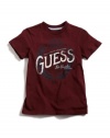 GUESS Kids Boys Crew Tee with Mixed Screen, RED (7)