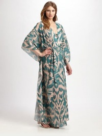 EXCLUSIVELY AT SAKS.COM Hailing from Brazil, this flowing design features an eye-catching print and a waist-defining self-tie belt.V-necklineKimono sleevesSelf-tie beltPull-on styleCottonHand washImported