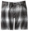 Puma Golf Boy's Ombre Plaid Bermuda, White/Black, Small