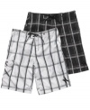 Get ready for some all-around fun in these classic plaid board shorts from Hurley.