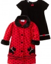 Blueberi Boulevard Baby Girls Infant Coat Flock Velvet Dress, Red, 18 Months