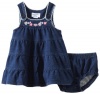 Hartstrings Baby-Girls Newborn Knit French Terry Dress And Diaper Cover Set, Denim, 12 Months