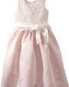 Us Angels Girls 2-6X Lace Overlay with Satin Skirt, Ivory/Blush Pink, 4