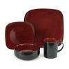 Gibson Lacerta 16-Piece Reactive Glaze Stoneware Dinnerware Set, Burgundy