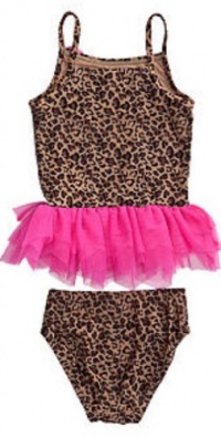 Flapdoodles Girls 4-6x Leopard Print 2 Piece Swimsuit (4)