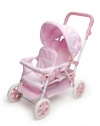 Badger Basket Folding Double Doll Front-to-Back Stroller - Pink/White