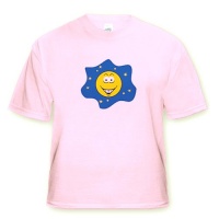 GIrl Yellow Smiley Face With Flower in Hair - Toddler Light-Pink-T-Shirt (3T)