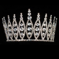 Girls Silver Solitaire Pageant Quinceanera Communion Crown Headpiece