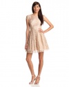 ABS Allen Schwartz Women's Cut Out Back Dress With Cap Sleeve, Champagne, 6